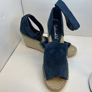 Splendid Jessica Ankewrap Suede Espadrille‎ Wedge Sandals Taupe 7